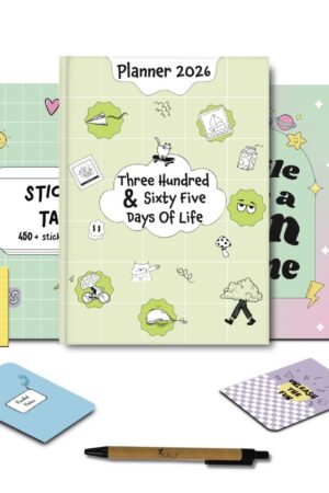 A5 hardbound 2026 Planner Kit | Includes 450+ Stickers, Pocket Diary, Magnetic Bookmark, Activity Book, Posters & Eco-Friendly Pen | 400 Pages