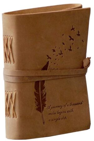 5"x 7 PU Leather Diary Embossed With Leaf of Tree, Quote Antique Handmade diary| Plain Paper |240