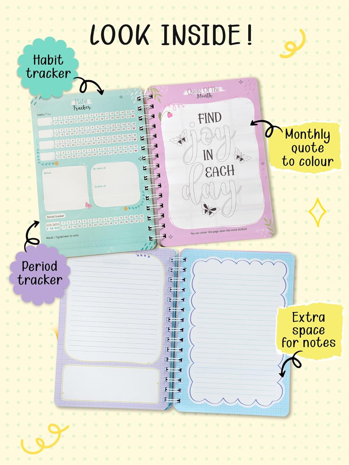 A5 Wiro-Bound Planner | with 160+ Stickers | Dream Life Planner for Women & Girls | 256 Undated Pages - Image 8