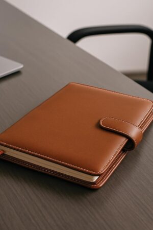 A5 Premium PU surface Diary | Secure Button Closure | Built-in Pen Holder & Ribbon Bookmark | 160 Lined Pages