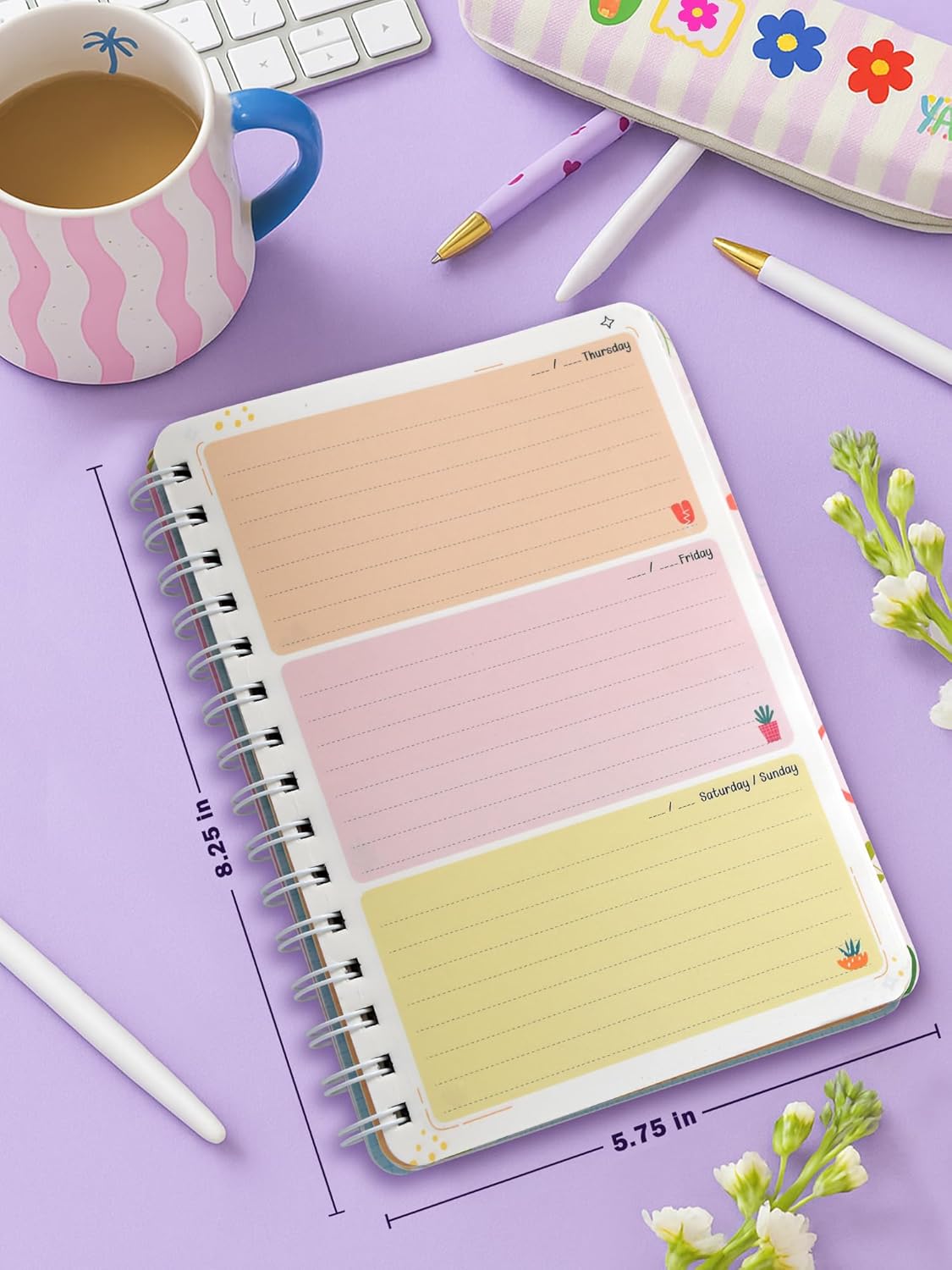 A5 Wiro-Bound Planner | with 160+ Stickers | Dream Life Planner for Women & Girls | 256 Undated Pages - Image 2