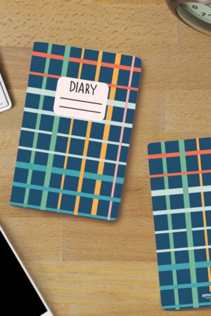 A5 Notebook Diary, Includes Ballpoint Pen & Ribbon Bookmark | 144 Plain pages