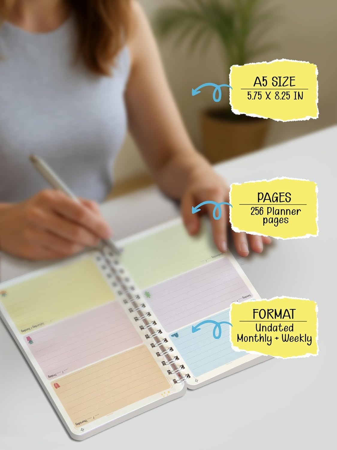 A5 Wiro-Bound Planner | with 160+ Stickers | Dream Life Planner for Women & Girls | 256 Undated Pages - Image 5