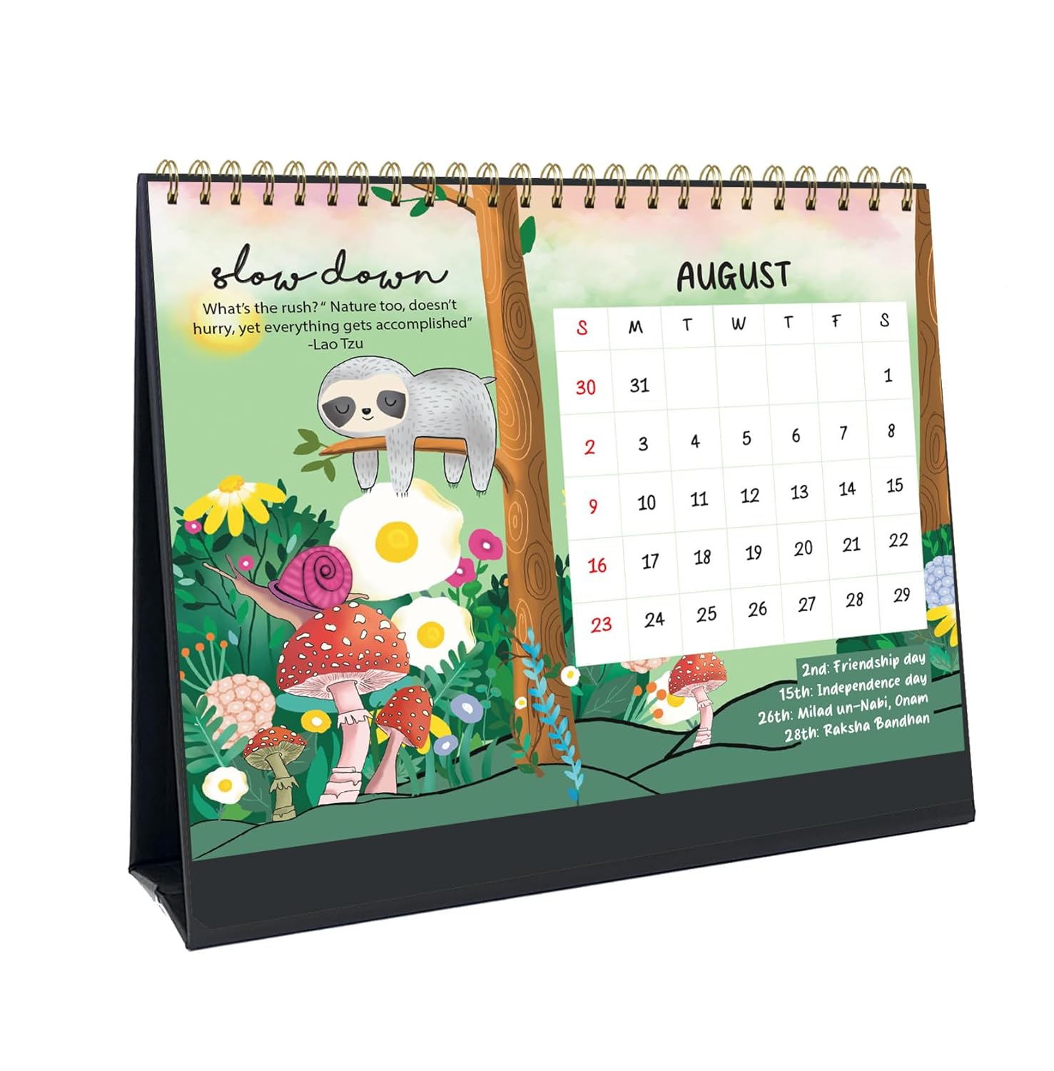 2026 Table Calendar with hand drawn paintings & 50 stickers - Image 2