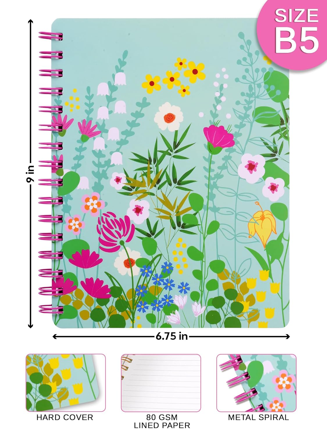 B5 Hardbound Spiral Notebook Diary | 80 gsm Paper | 160 Undated Ruled Pages - Image 5