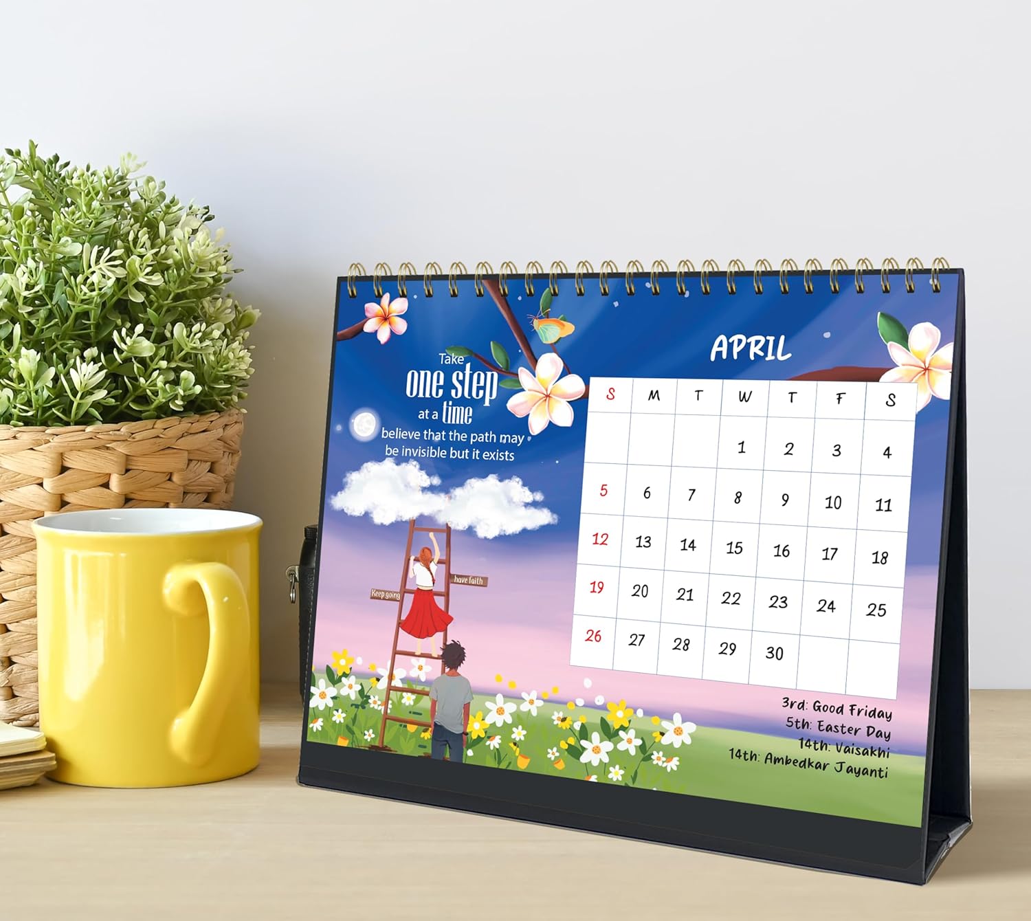 2026 Table Calendar with hand drawn paintings & 50 stickers - Image 5