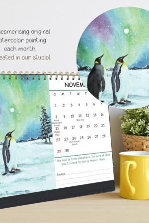2026 Table Calendar with Travel paintings & additional stickers